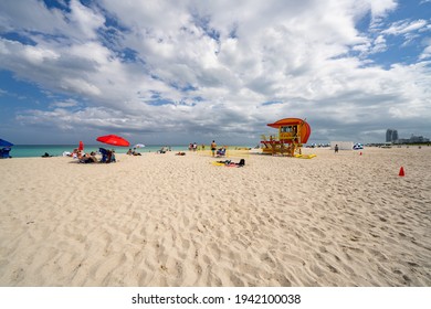 MIAMI BEACH, FL, USA - MARCH 20, 2021: Spring Break Miami Beach FL 2021