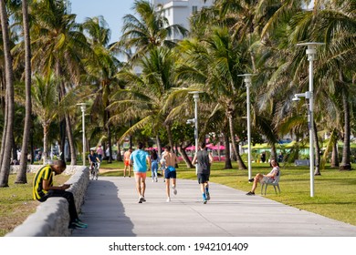 MIAMI BEACH, FL, USA - MARCH 20, 2021: Spring Break Mimi Beach FL