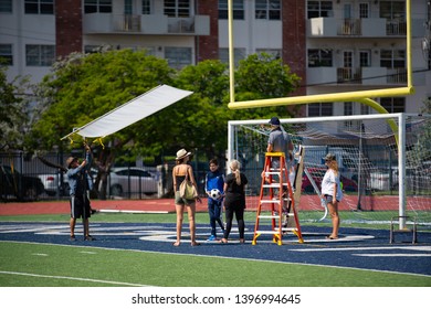 MIAMI BEACH, FL, USA - MAY 11, 2019: Stock Photo BTS Photoshoot In Progress Behind The Scenes