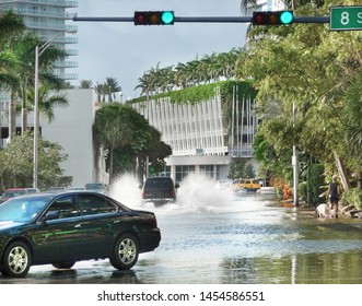 Miami Beach, Florida - September 28, 2008 - High Tide Flooding On West Avenue