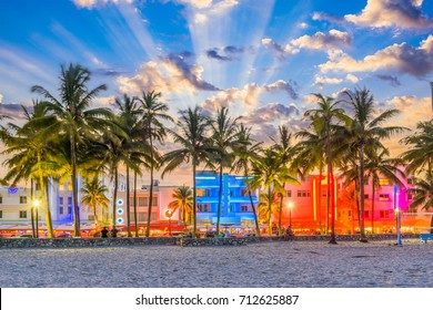 Miami Beach, Florida USA cityscape on Ocean Drive.