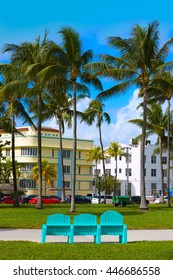 Miami Beach Ocean Boulevard Art Deco District In Florida USA