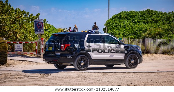 Miami\
Beach Police Car - MIAMI, USA - FEBRUARY 14,\
2022