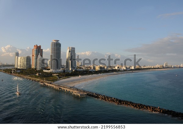 Miami Beach Scenery Seen Ocean Towards Stock Photo 2199556853 ...