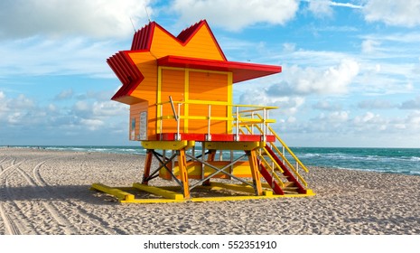 Miami Beach Sun Shaped Lifeguard Hut Art Deco Style