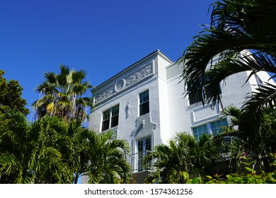 Miami Beach, USA - November 28th, 2019: Mediterranean Revival Architecture Close-up. Typical 1920s South Beach Architecture 