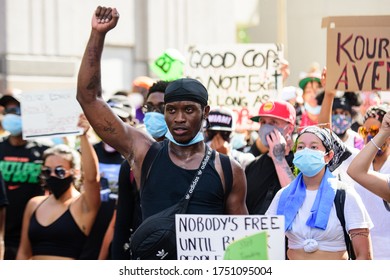 Miami Downtown, FL, USA - MAY 31, 2020: Good Cops Poster. Many American People Went To Peaceful Protests In The US Against The George Floyd Death