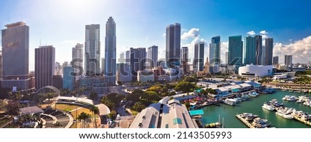 Miami downtown skyline panoramic aerial view, Florida state, United States of America