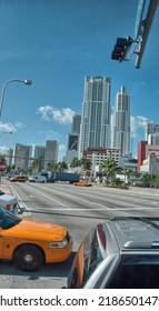 MIAMI, FL -  JANUARY 2007: Sunny View Of Miami Traffic