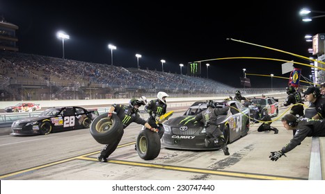 MIAMI, FL - Nov 15: Tire Stop For Kyle Busch At The Nascar Nationwide Ford Ecoboost 300 Race At Homestead-Miami, FL On November 15, 2014