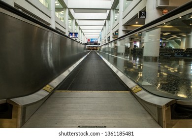 Miami, FL / USA - 04/05/2019: A People Mover At The Miami International Airport