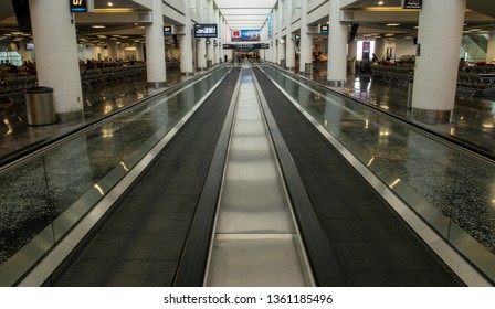 Miami, FL / USA - 04/05/2019: A People Mover At The Miami International Airport