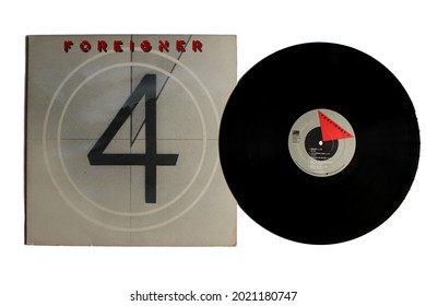 Miami, Fl, USA: August 2021: AOR And Rock Band, Foreigner Music Album On Vinyl Record LP Disc. Titled: 4 Album Cover