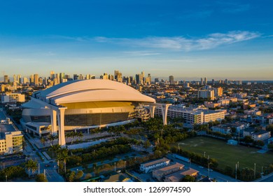 MIAMI, FL, USA - DECEMBER 20, 2018: Marlins Park Sports Stadium Miami LoanDepot Park