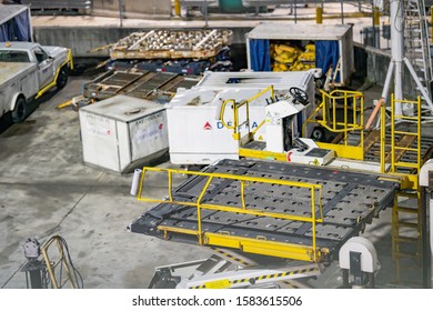 MIAMI, FL, USA - DECEMBER 5, 2019: Airport Cargo Loading Platform At MIA