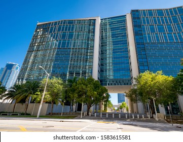 MIAMI, FL, USA - DECEMBER 5, 2019: US District Court Clerk 400 North Miami Avenue Modern Architecture USA