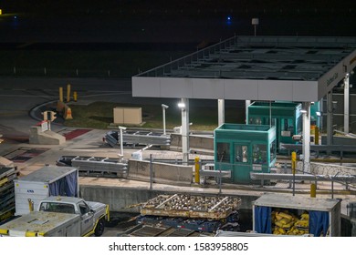 MIAMI, FL, USA - DECEMBER 5, 2019: Miami International Airport Restricted Access To Runway Cargo Loading