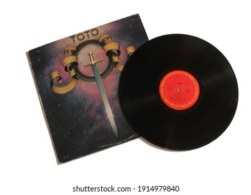 Miami, FL, USA- Feb 11, 2021: Classic Progressive Rock Band, Toto, Music Album On Vinyl Record LP Disc. Self Titled Album. Album Cover