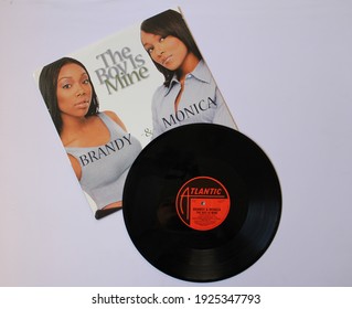 Miami, Fl, USA: Feb 26, 2021: Hip-hop And RnB Artists, Brandy And Monica Single Music Album On Vinyl Record LP Disc. Titled: The Boy Is Mine Album Cover