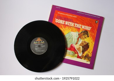 Miami, Fl, USA: Feb 27, 2021: Gone With The Wind Original Motion Picture Soundtrack Album On Vinyl Record LP Disc. A 1939 American Epic Historical Romance Film From The 1936 Novel By Margaret Mitchell