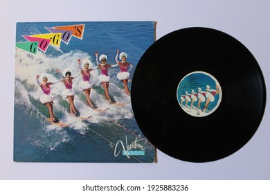 Miami, Fl, USA: Feb 27, 2021: Pop Rock And New Wave Band, The Go-Go's Music Album On Vinyl Record LP Disc. Titled: Vacation Album Cover