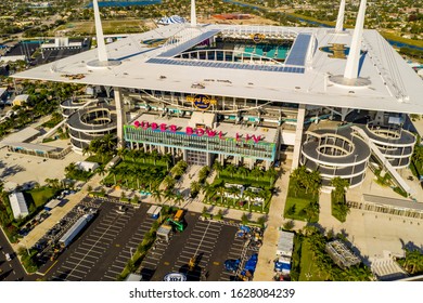 MIAMI, FL, USA - JANUARY 25, 2020: Aerial Miami Super Bowl LIV Hard Rock Stadium Photo