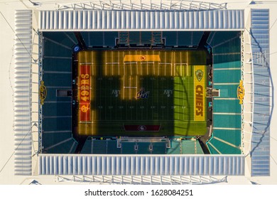 MIAMI, FL, USA - JANUARY 25, 2020: Overhead Shot Hard Rock Stadium Hosting Super Bowl LIV And 2026 World Cup Games