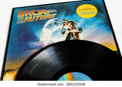 Miami, FL, USA; July 2021: Back To The Future Film Motion Picture Soundtrack LP Vinyl Record Album Cover