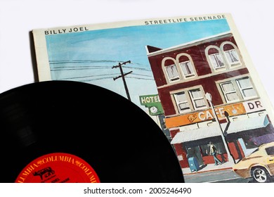 Miami, FL, USA: July 2021: Pop Rock And Soft Rock Artist, Billy Joel Music Album On Vinyl Record LP Disc. Titled: Streetlife Serenade Album Cover