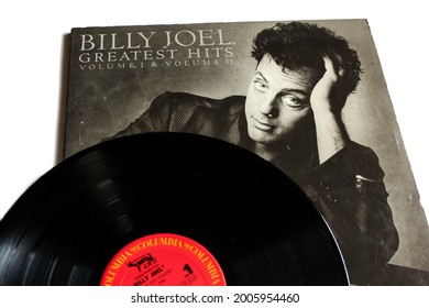 Miami, FL, USA: July 2021: Pop Rock And Soft Rock Artist, Billy Joel Music Album On Vinyl Record LP Disc. Titled: Greatest Hits Volume I And Volume II Album Cover