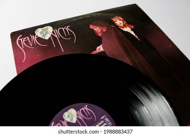 Miami, FL, USA: June 2021: Rock, pop rock and country rock artist, Stevie Nicks music album on vinyl record LP disc. Titled: The Wild Heart album cover