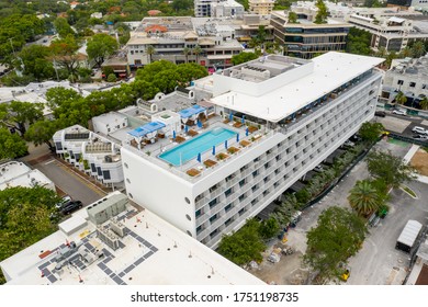 MIAMI, FL, USA - JUNE 6, 2020: Mr C Coconut Grove Miami Hotel Rooftop Pool