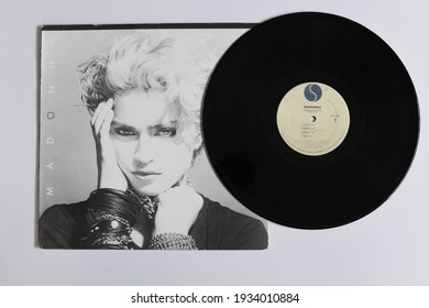 Miami, Fl, USA: March `11, 2021:
Dance, Pop And Disco Artist, Madonna Music Album On Vinyl Record LP Disc. Titled: Madonna The First Album