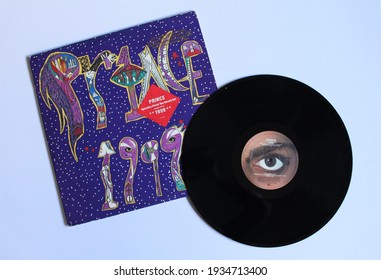 Miami, Fl, USA: March `12, 2021: Rock, Pop, Rnb And Psychedelic Artist, Prince Music Album On Vinyl Record LP Disc. Titled: 1999 