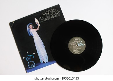 Miami, FL, USA: March 17, 2021: Rock and country rock artist, Stevie Nicks music album on vinyl record LP disc. Titled: Bella Donna album cover