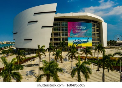 MIAMI, FL, USA - MARCH 26, 2020: American Airlines Arena Home To The Miami Heat Basketball Team