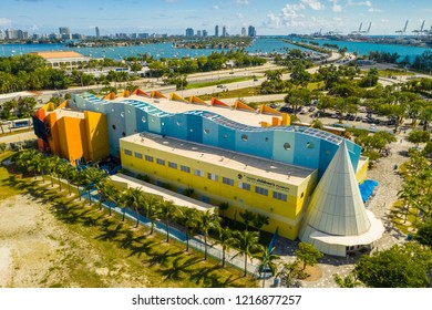 MIAMI, FL, USA - OCTOBER 27, 2018: Aerial Drone Photo Of The Miami Childrens Museum