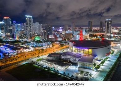 MIAMI, FL, USA - SEPTEMBER 1, 2019: AA Arena Miami Downtown City Scene FTX