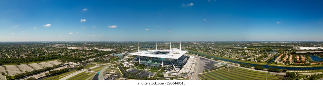 Miami, FL, USA - September 23, 2022: Aerial Photo Of The Hard Rock Stadium Miami FL