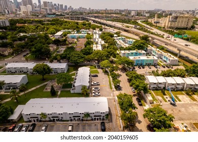 Miami, FL, USA - September 8, 2021: Aerial Photo Of Low Income Housing Miami Dade County Government Section 8 Program