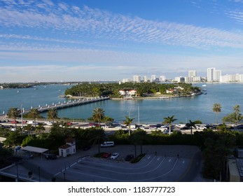 MIAMI, FLORIDA, USA—JANUARY 2018: View Of Miami Coast Line With Star Island In The Biscayne Bay.