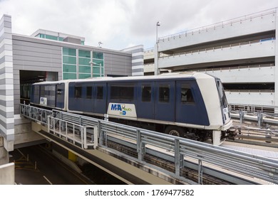 Miami, Florida - April 3, 2019: MIA People Mover Shuttle At Miami Airport (MIA) In Florida.