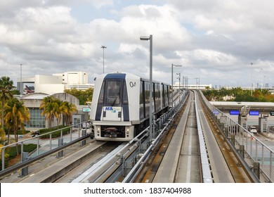 Miami, Florida - April 3, 2019: MIA People Mover At Miami Airport In Florida.