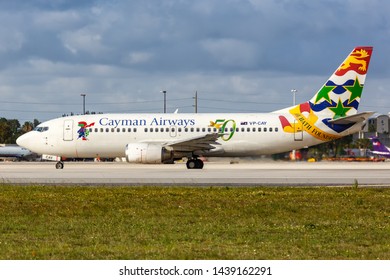 Miami, Florida – April 6, 2019: Cayman Airways Boeing 737-300 Airplane At Miami Airport (MIA) In The United States.