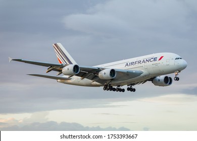 Miami, Florida -  January 24, 2020: France Announces 15 Billion Euro Bailout Plan From Air France And Airbus