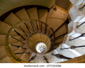 Miami, Florida - October 14 2019: Staircase at Villa Vizcaya. This is the former villa and estate of businessman James Deering, built in Coconut Grove neighborhood of Miami