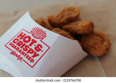 MIAMI, FLORIDA USA - 02-03-2022 
Close Up Of Chicken Nuggets At A Wendy's Restaurant.