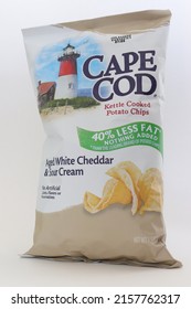 MIAMI, FLORIDA USA - 05-16-2022 Isolated Bag Of Cape Cod Kettle Cooked Potato Chips Against White Background.