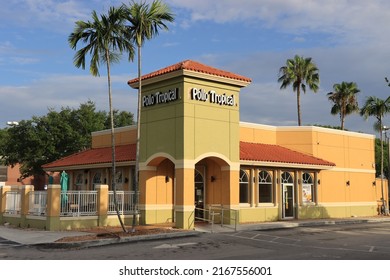 MIAMI, FLORIDA USA - 06-10-2022
Exterior Of A Pollo Tropical Restaurant In Miami, Florida.