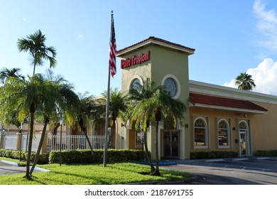 MIAMI, FLORIDA USA - 08-03-2022
Exterior Of A Pollo Tropical Restaurant In Miami, Florida.